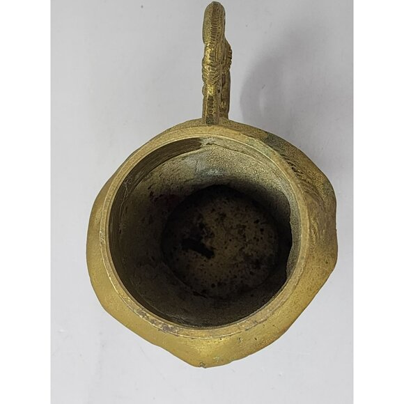 Antique Gold-Toned Brass Tankard Mug With Mans Face Design & Ornate Handle - Picture 5 of 9